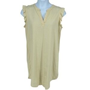4OUR Dreamers Yellow Linen Blend Ruffle Dress Sleeveless‎ Size L